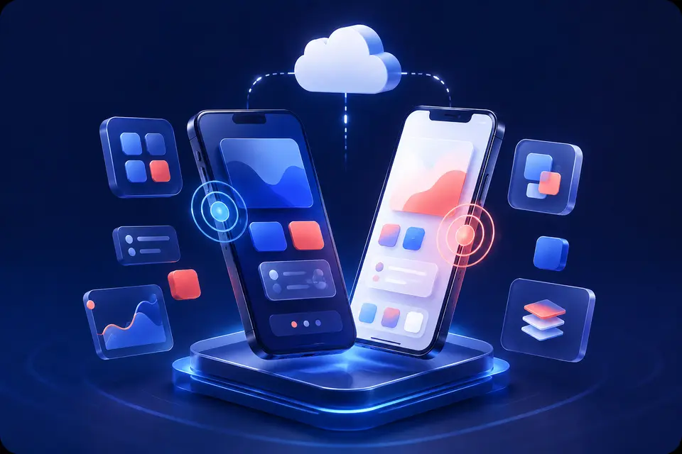 Illustration de deux applications mobiles modernes connectées au cloud